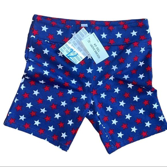 LuLaRoe Other - LuLaRoe Size 12 Kids Biker Shorts • Americana • Blue w/Red & White Stars • NWT